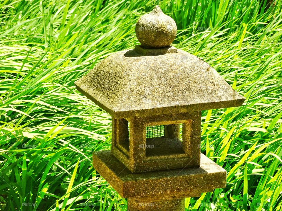 Japanese Shinto Shrine. Miniature Japanese Shrine In Tranquil Tea Garden
