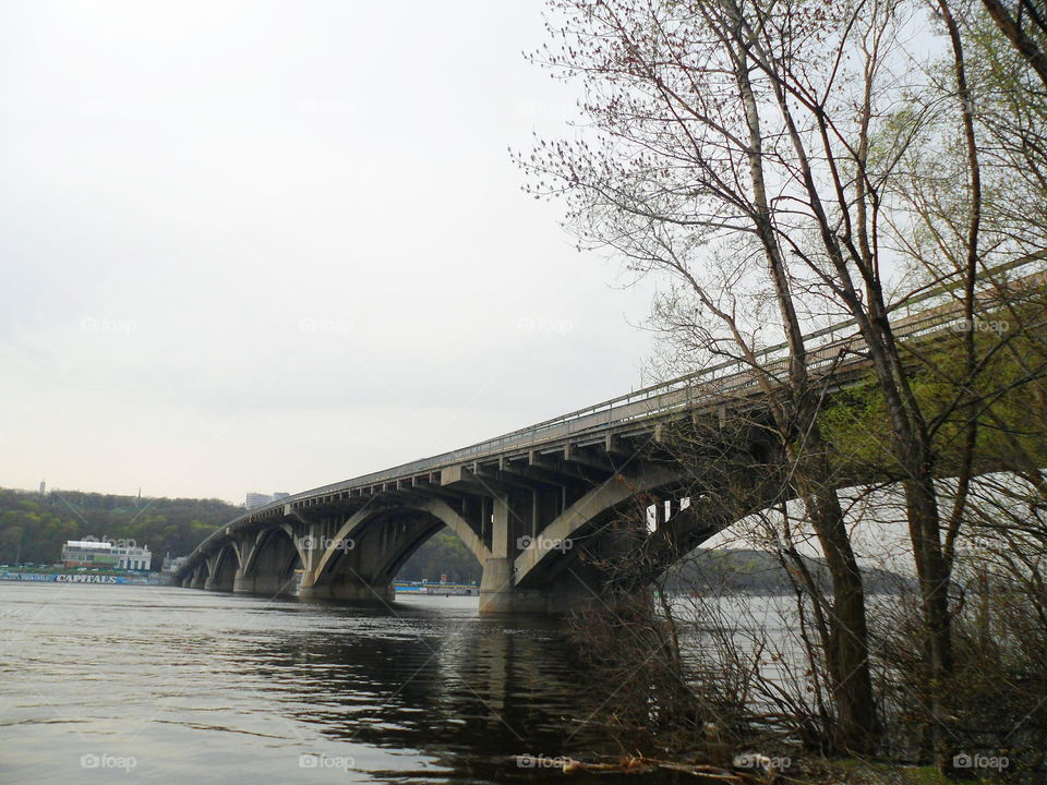 bridge in Kiev, side view, spring 2018