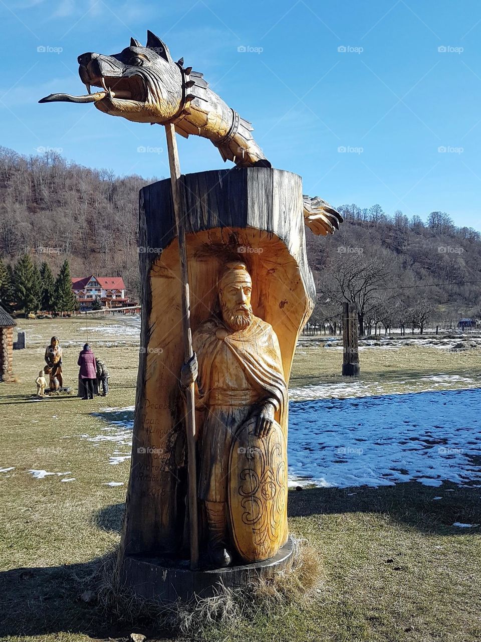 Dacian soldier carved in wood