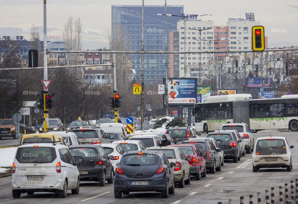 Cars at the street, rush hour