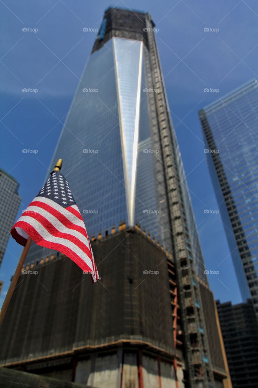 American flag at new world trade centre