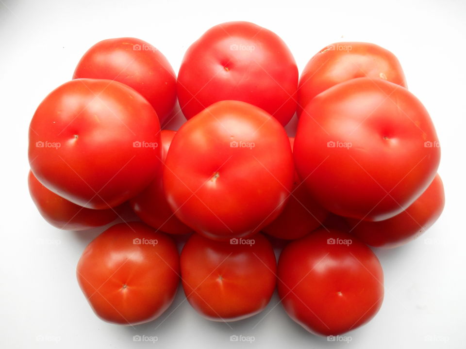 High angle view of juicy tomatoes