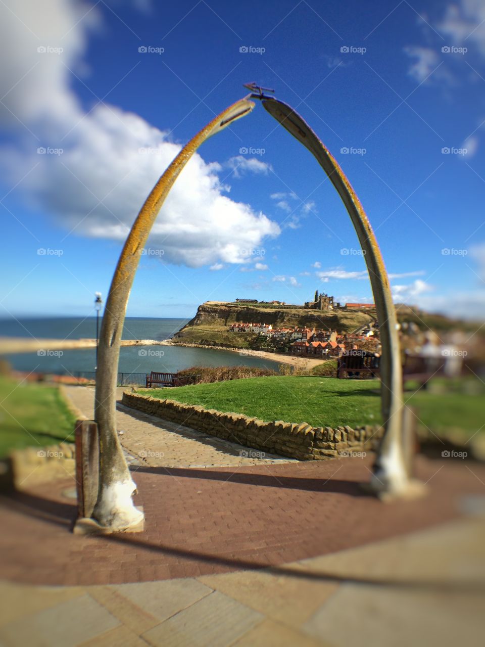 Whalebone View. Day trip to Whitby ... Photographing the cliff top view through the famous whalebone ...