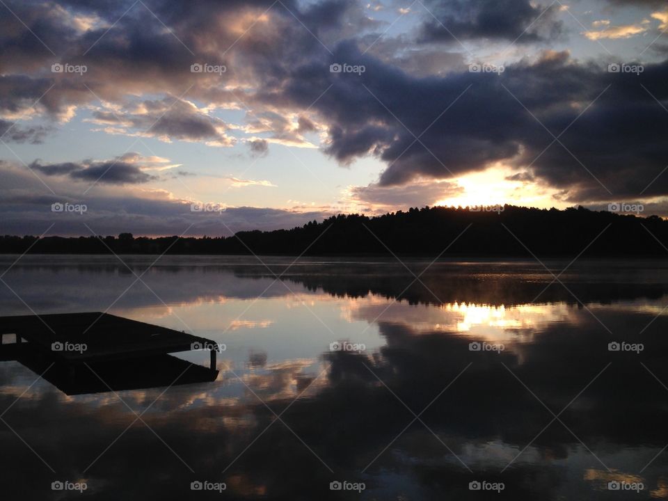 Sunrise over the lake in Poland Mazury 