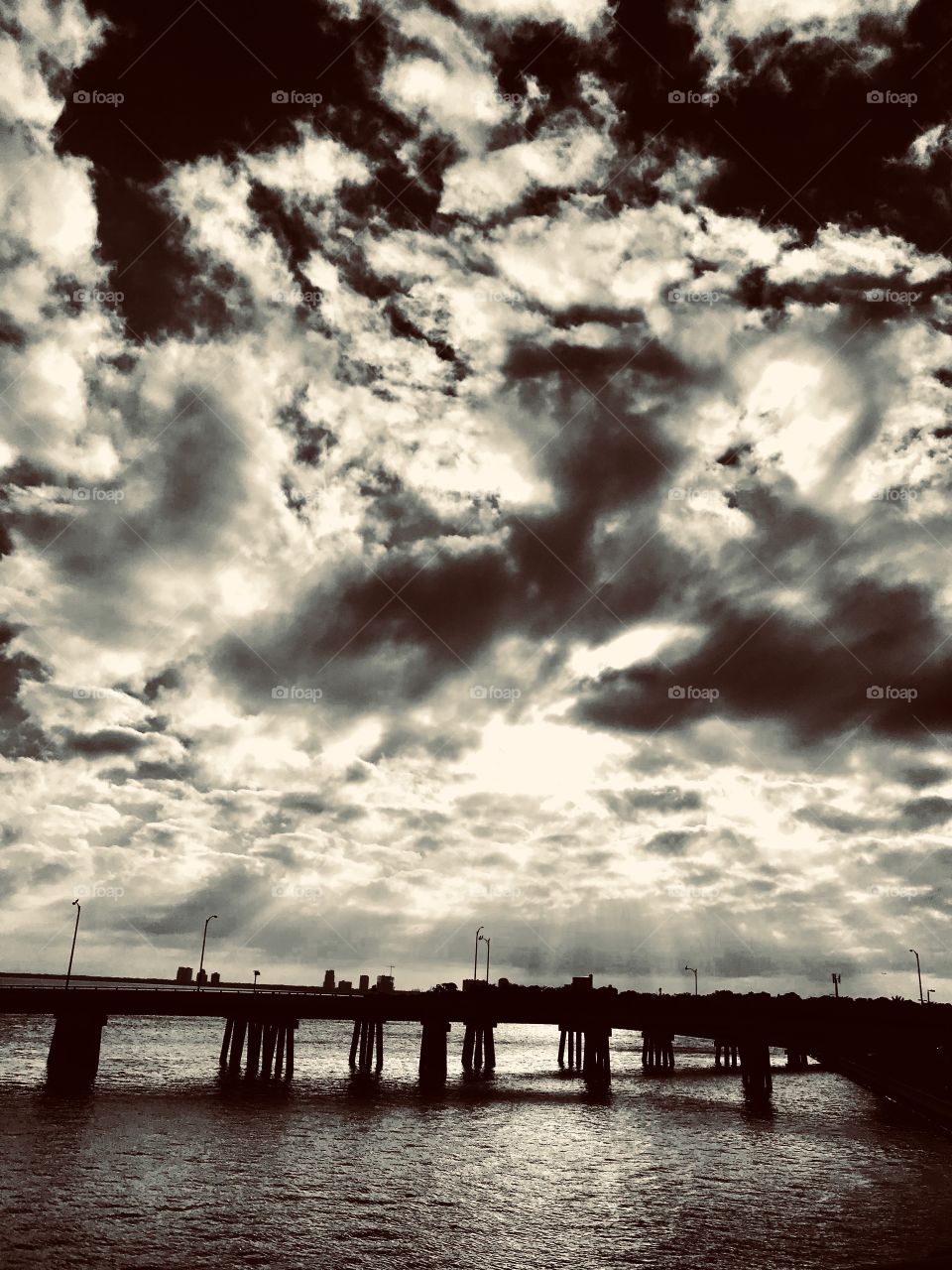 Cloudy sky over the bridge 