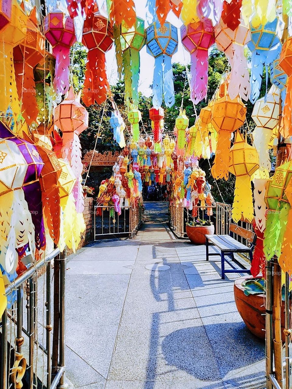 Corridor inside a Thai temple.