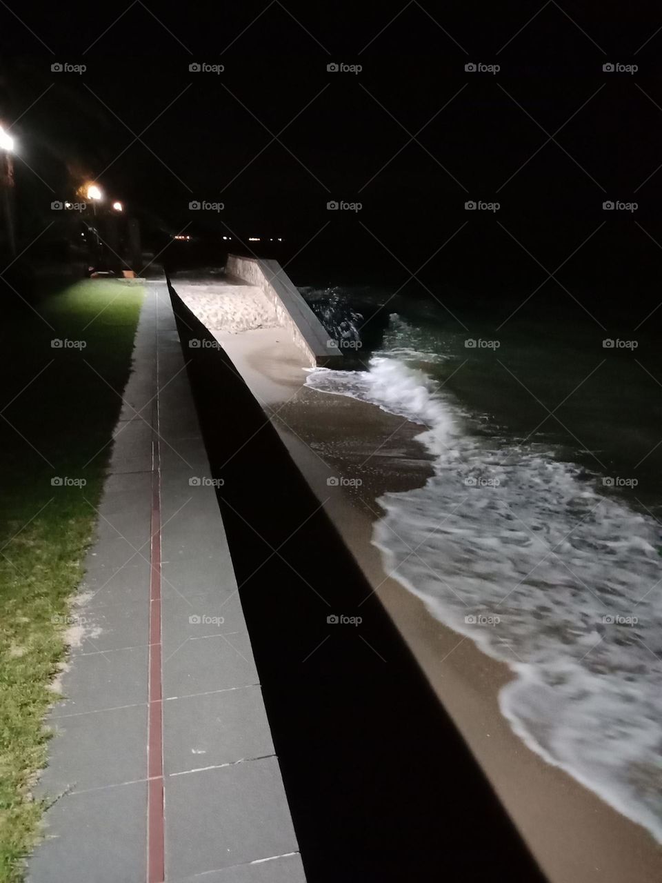 wave on the night beach