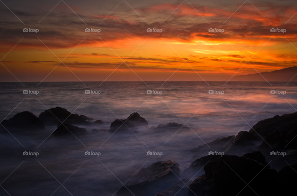 Long exposure of sunset at Point Dume, California