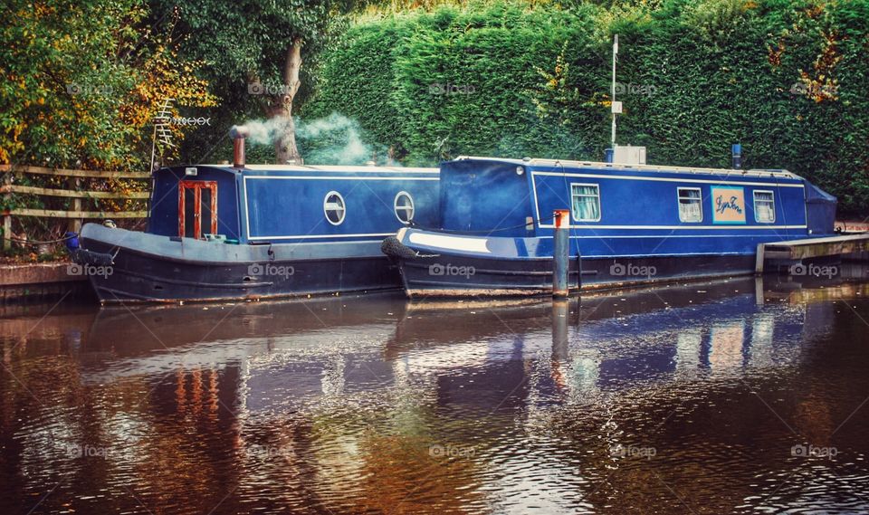 Canal. Narrow boat