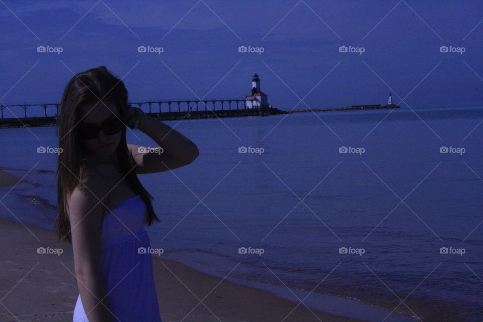 Portrait of woman posing on beach