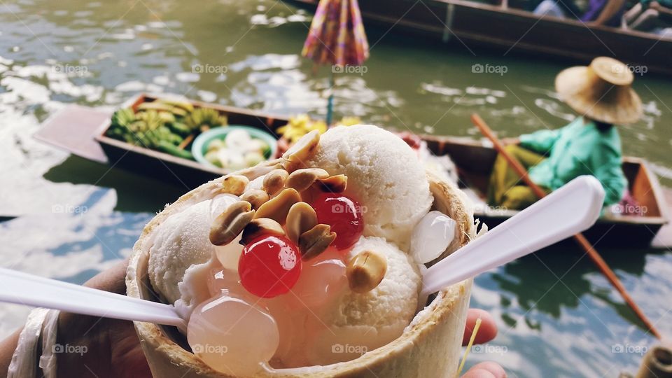 Delicious dessert at floating market