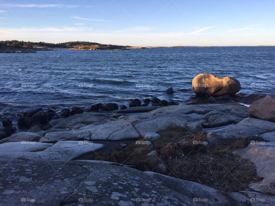 Cold windy winters day by the sea