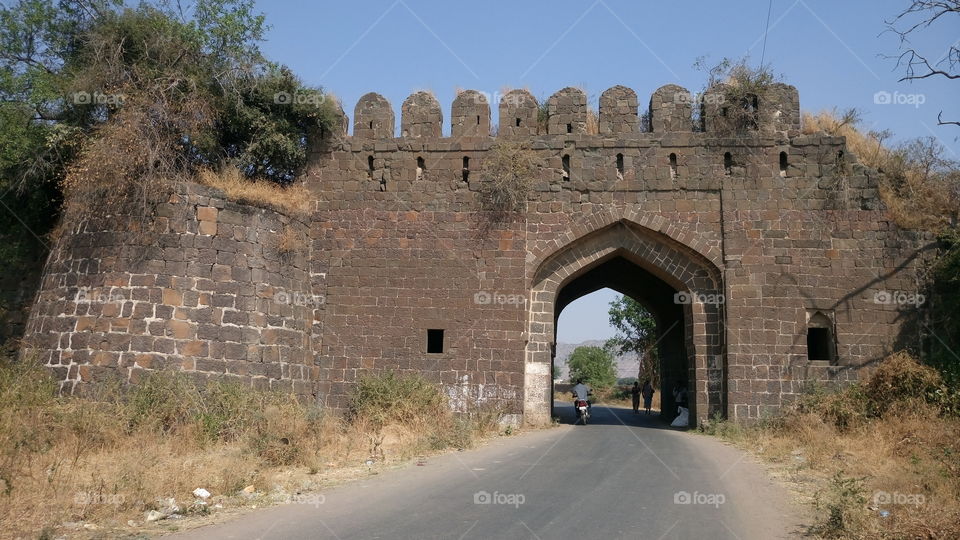 old historical big gate near devgiri fort aurangabad maharashtra india