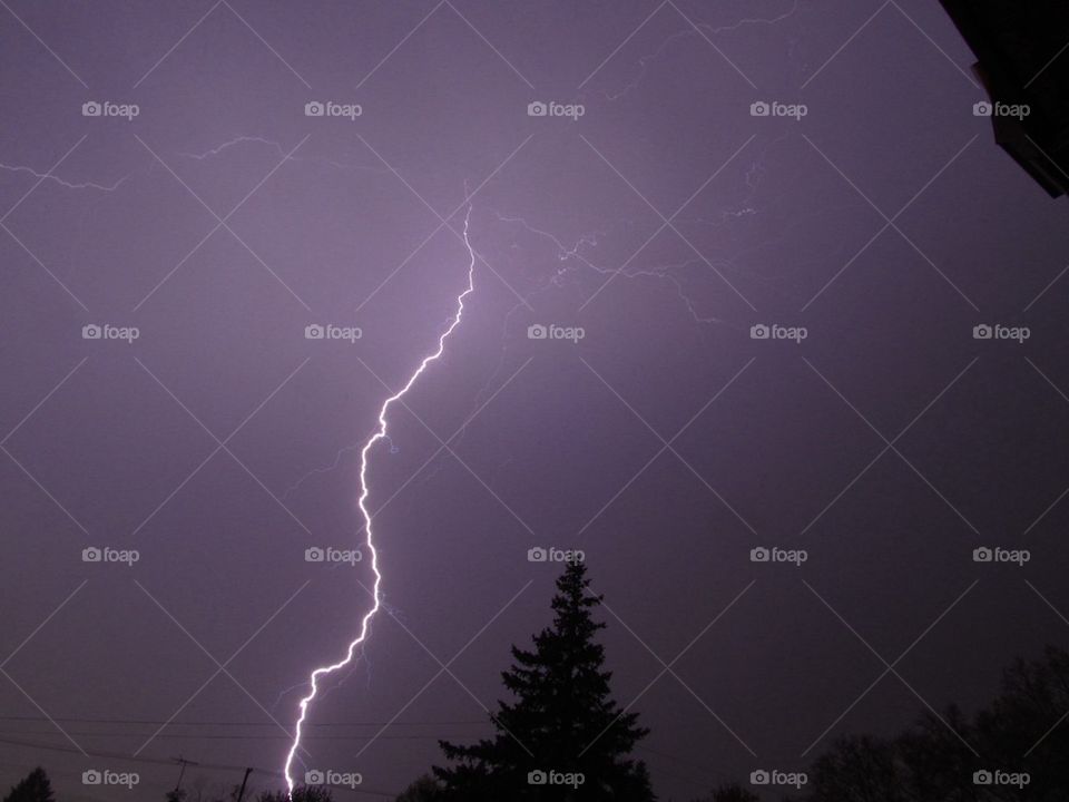 Lightning strike in evening storm