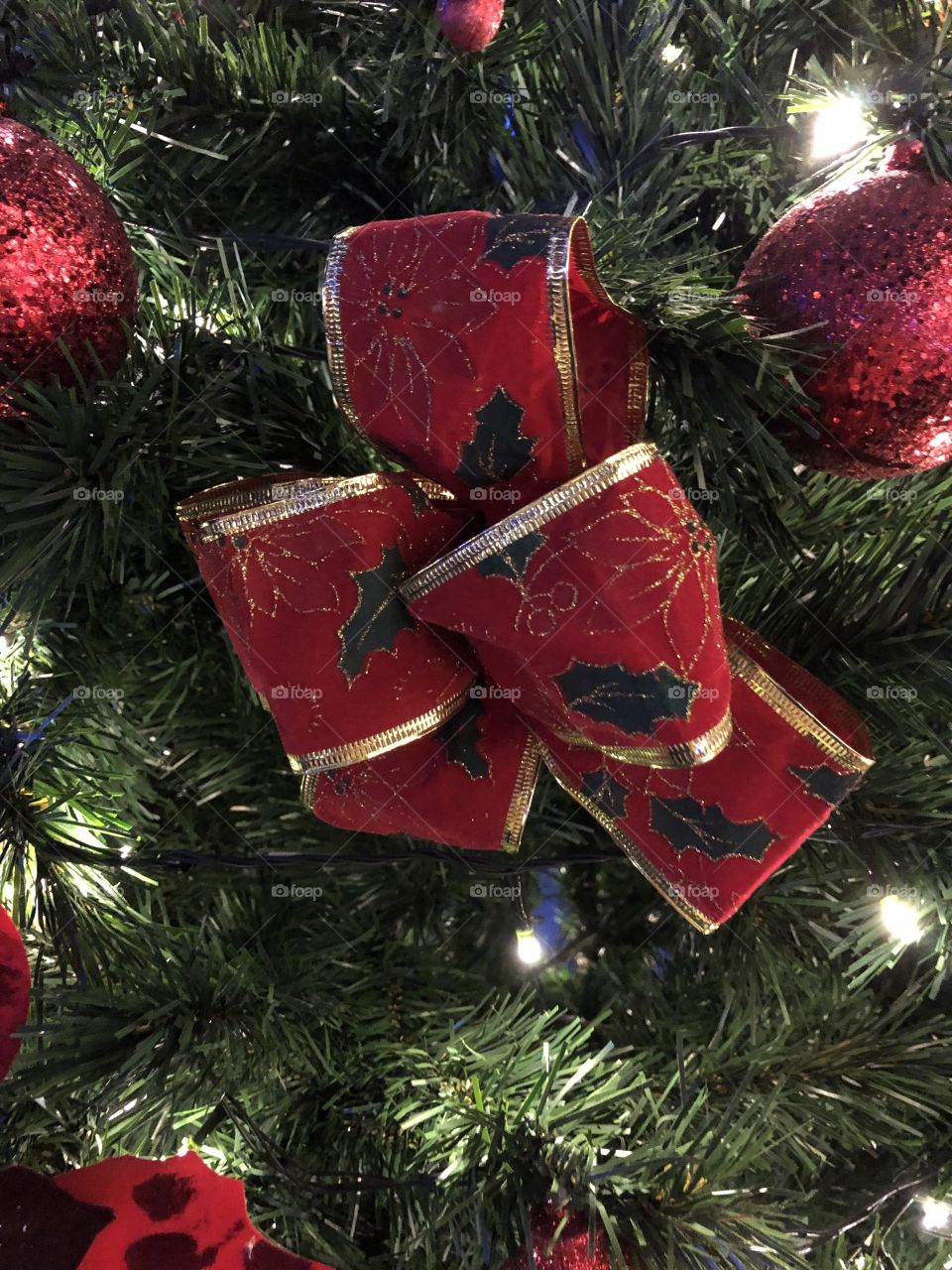 Christmas tree with a red tie decoration
