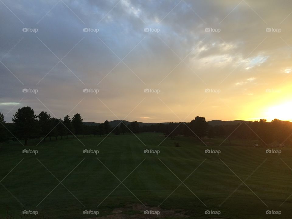 Sunset over field