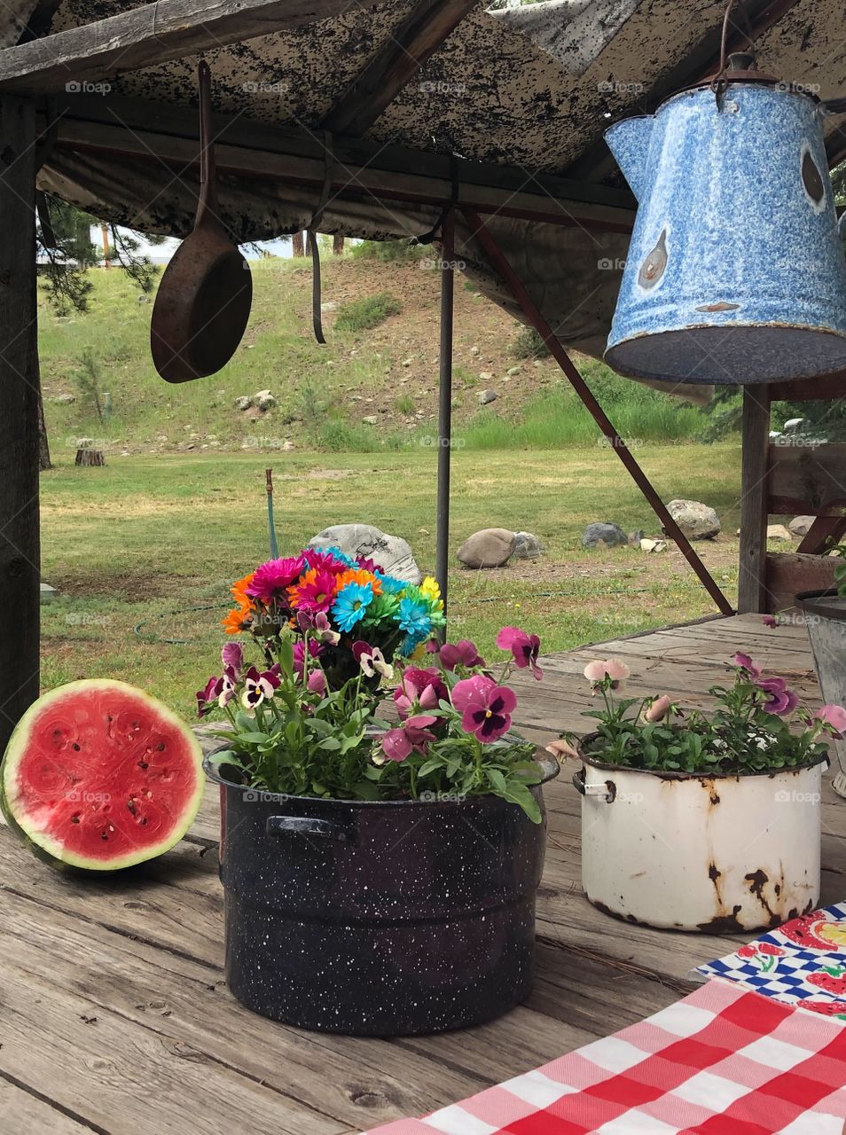 Watermelon at chuck wagon picnic