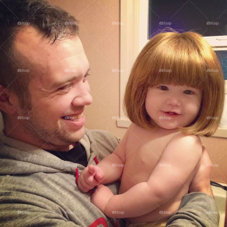 Daddy and Baby Girl in Wig