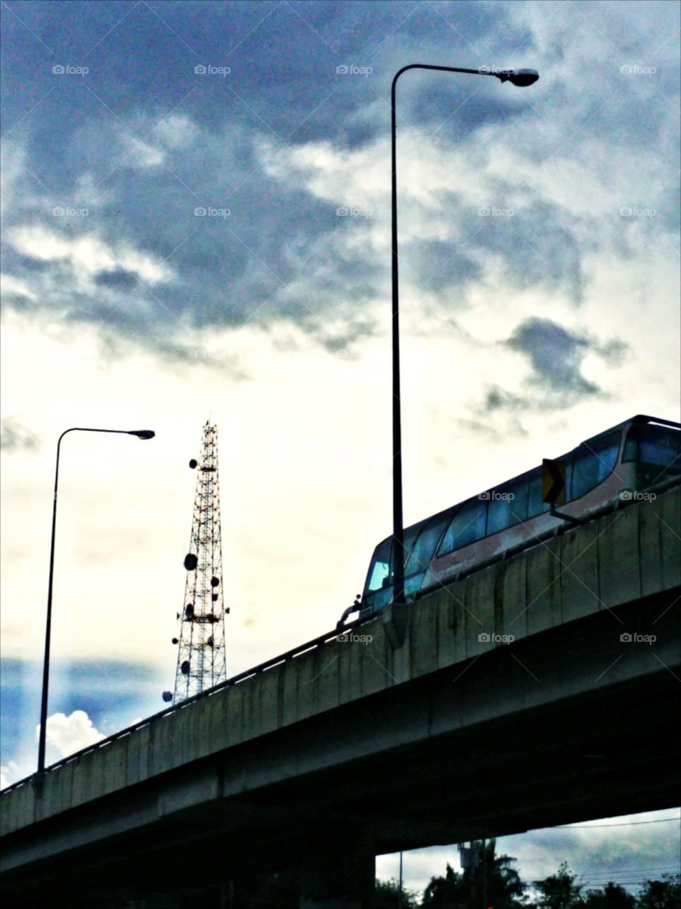 Under over pass. Looking up when stand under over pass