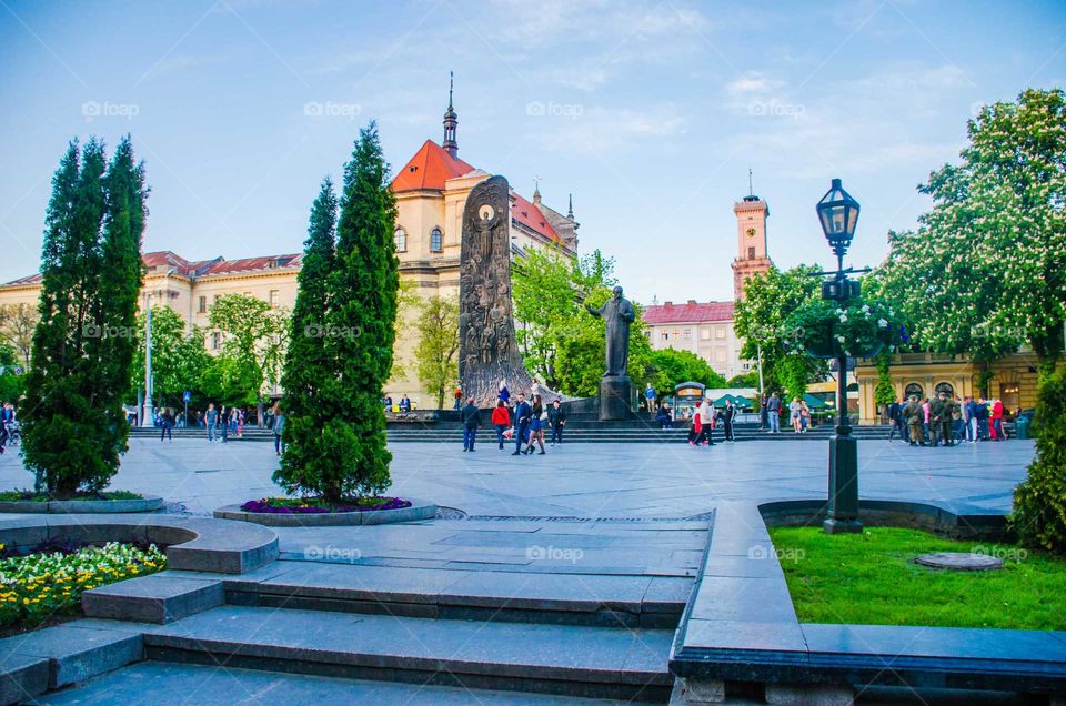 Lviv city center in the Ukraine