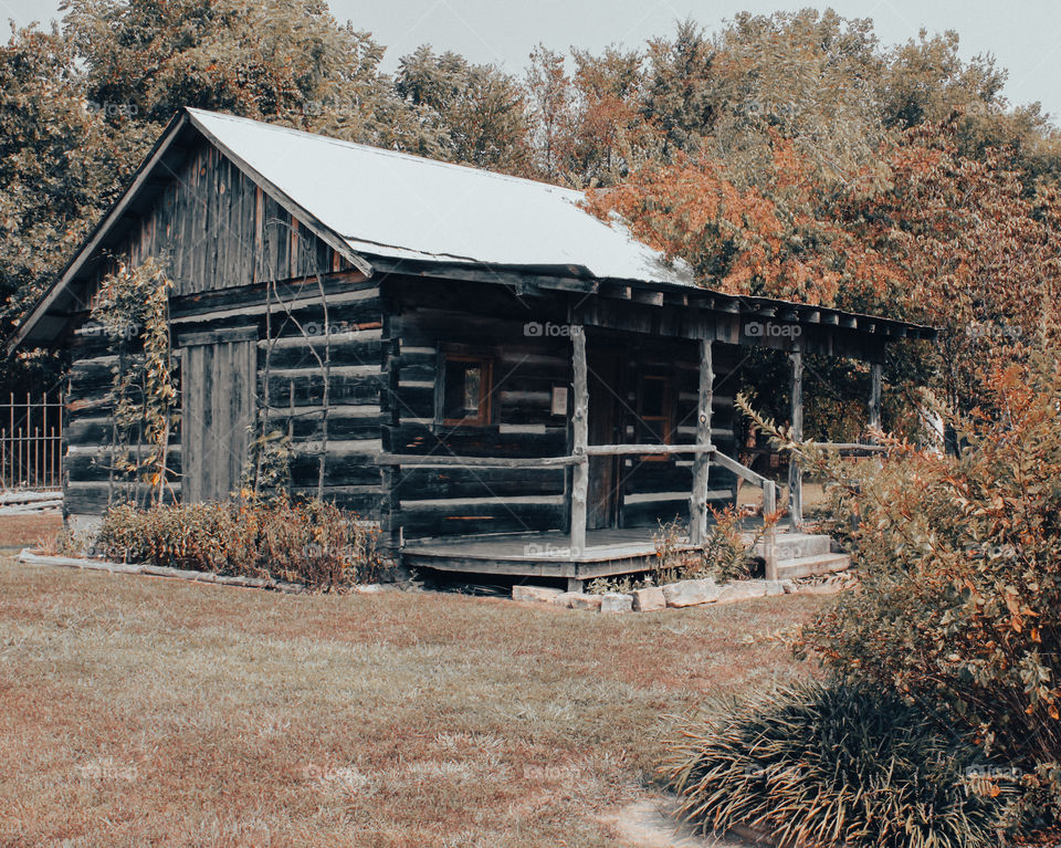 Historical log cabin from early 1880s settlement. 