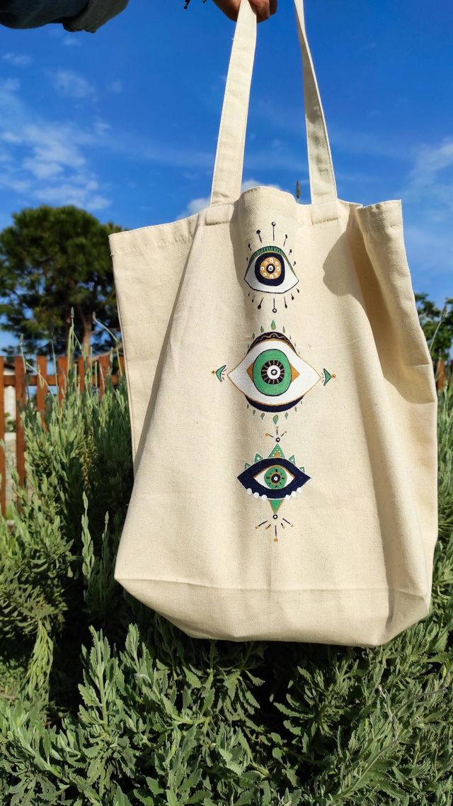 Hand painted canvas bag.