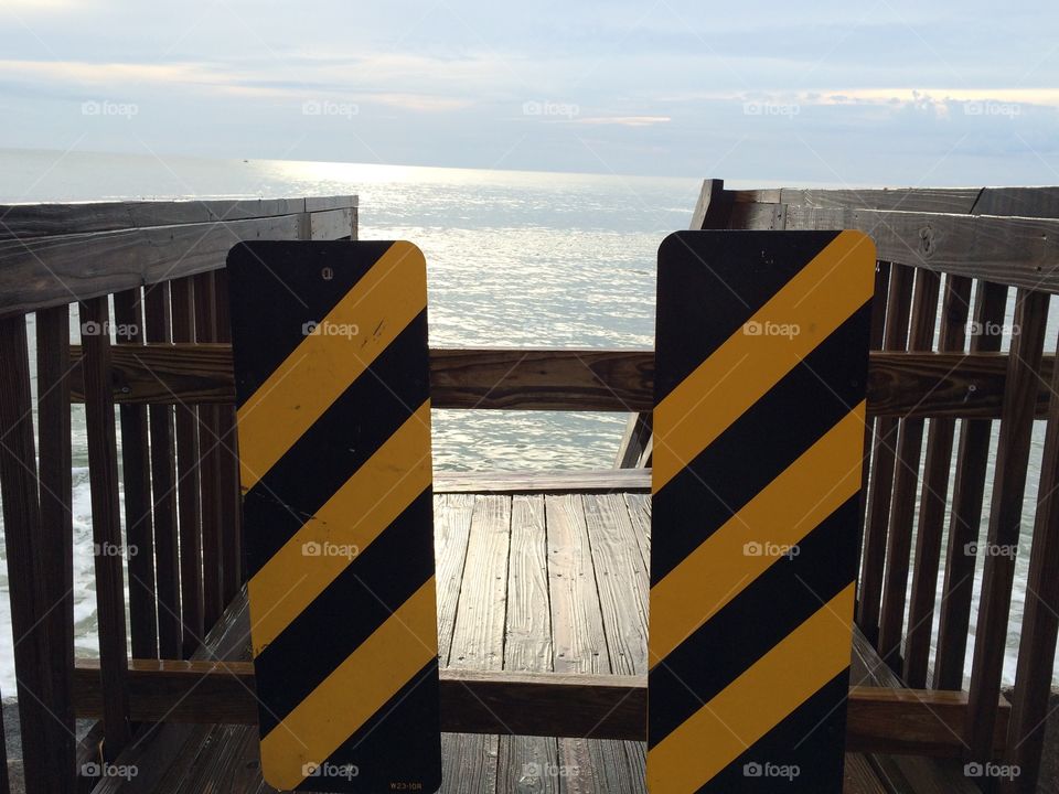 Caution No Stairs. Carolina Beach, NC after Hurricane Joaquin Oct. 2015.  