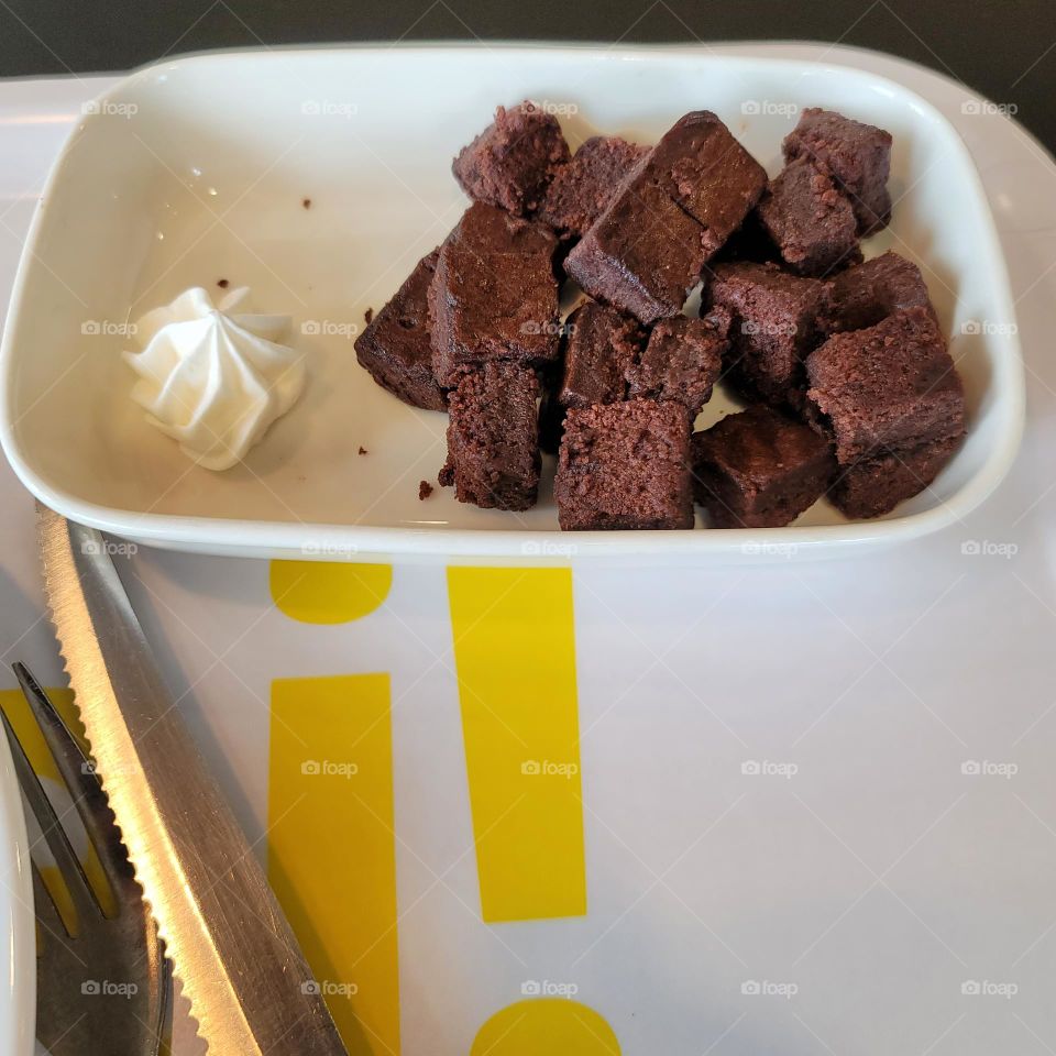 ikea restaurant's Chocolate brownie with whipped cream