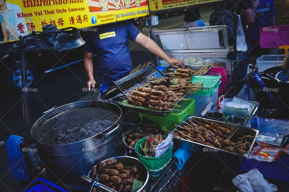 Street food!! Awesome Thai sausage cart