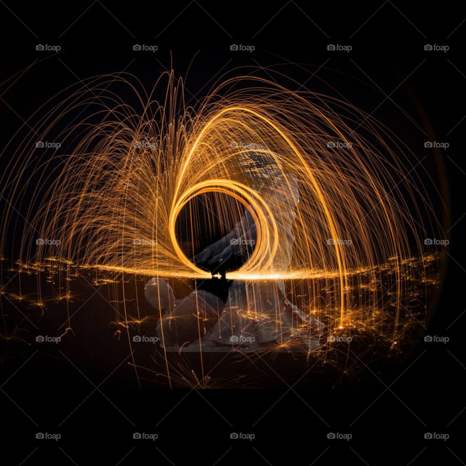 ghost in fire circle long time exposed