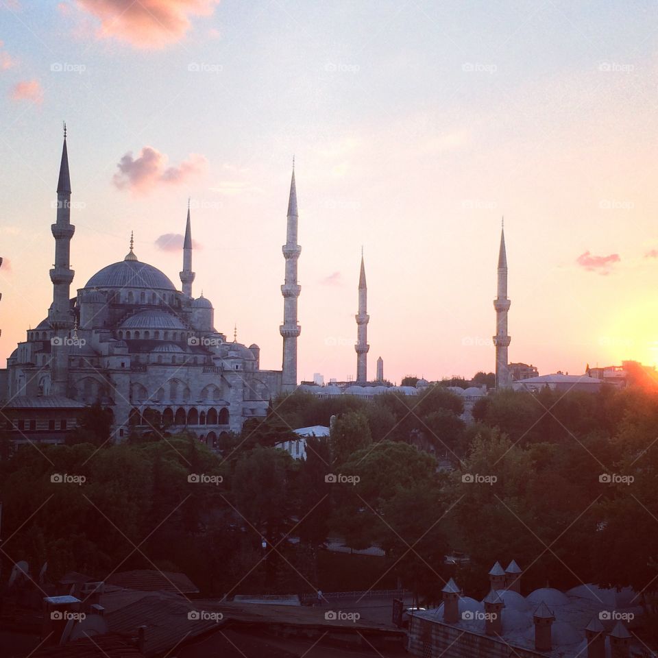 Sunset over the Blue Mosque 
Istanbul, Turkey 