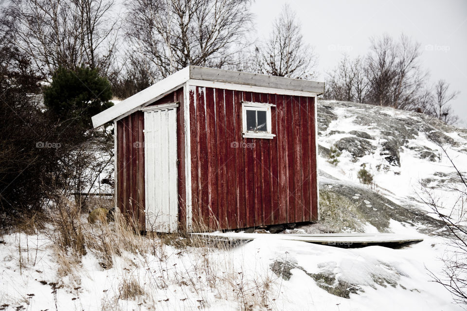 Snow, Winter, Wood, No Person, Barn