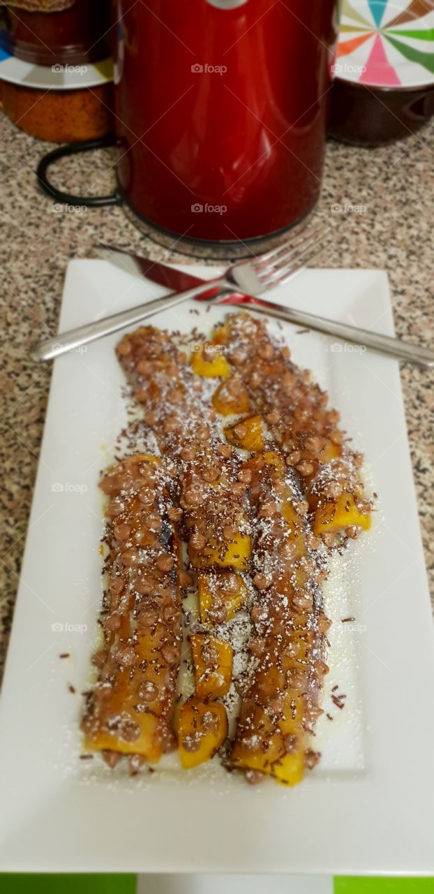 Banana split and chocolates