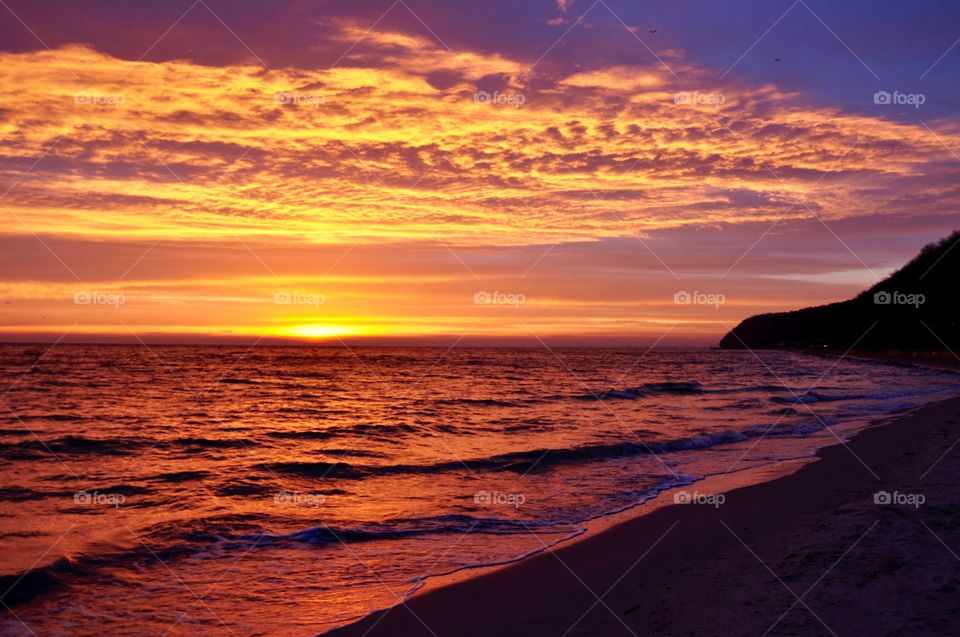 Colorful sunrise in Gdynia Poland 