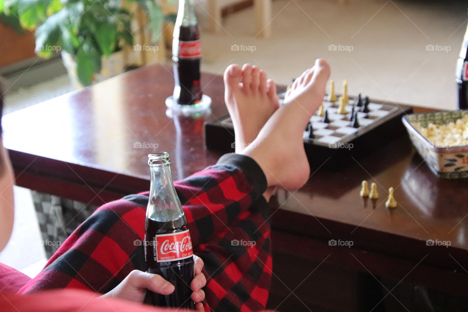 enjoying Coca Cola