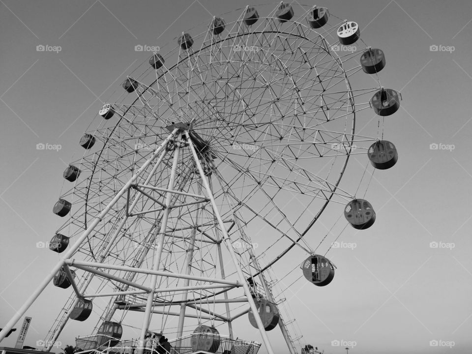 Ferris wheel in black and white