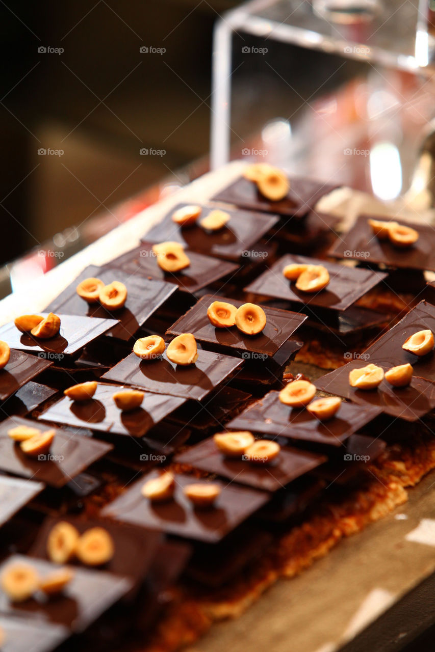 Fine hazelnut covered chocolate fudge cakes