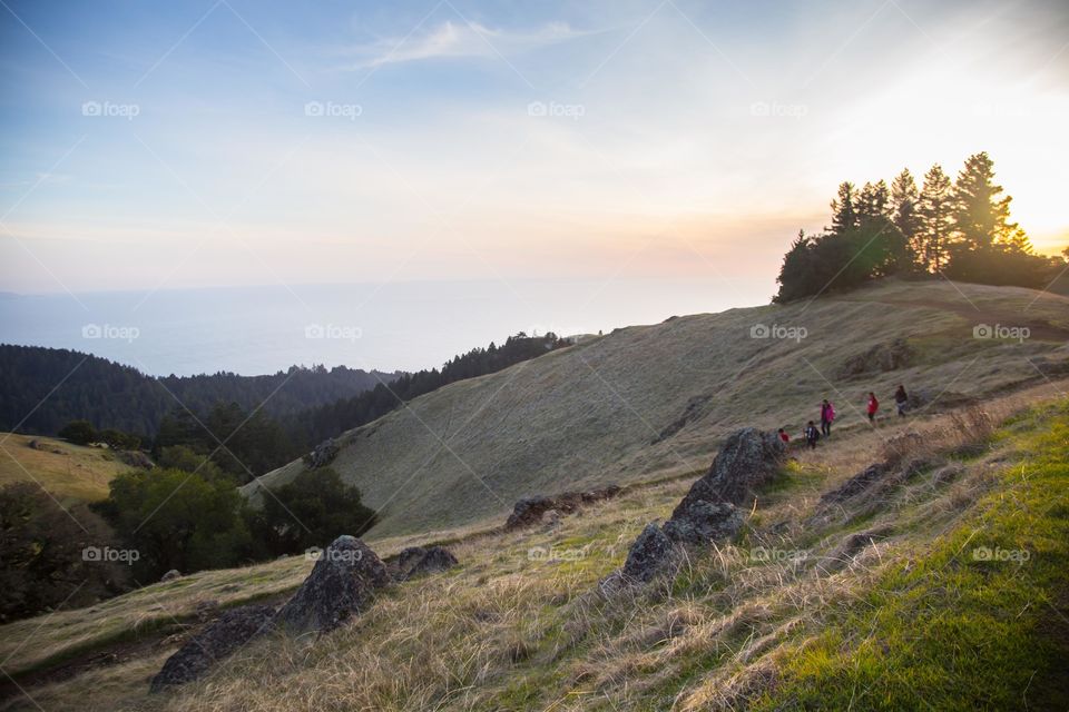 Family hiking down Mt. Tamalpais