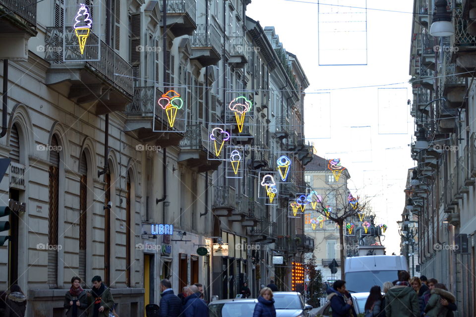 Turin, art night lights