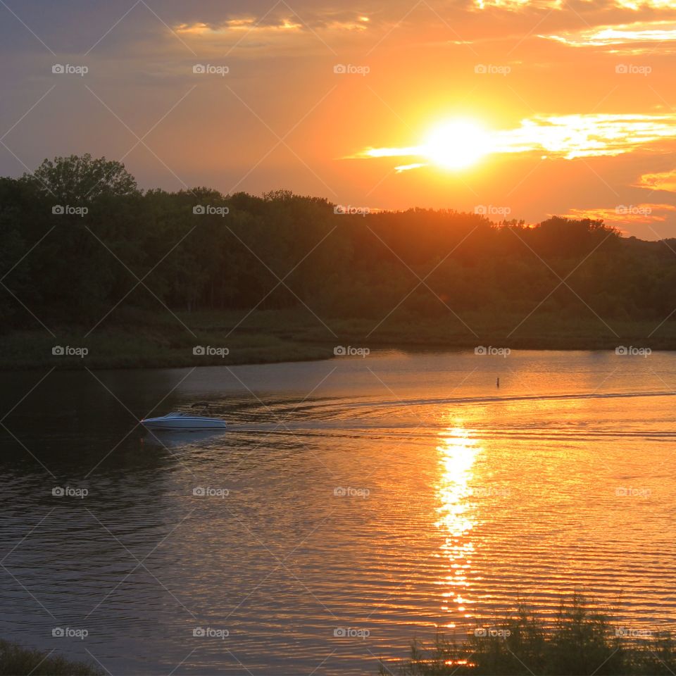 Sunset boating 