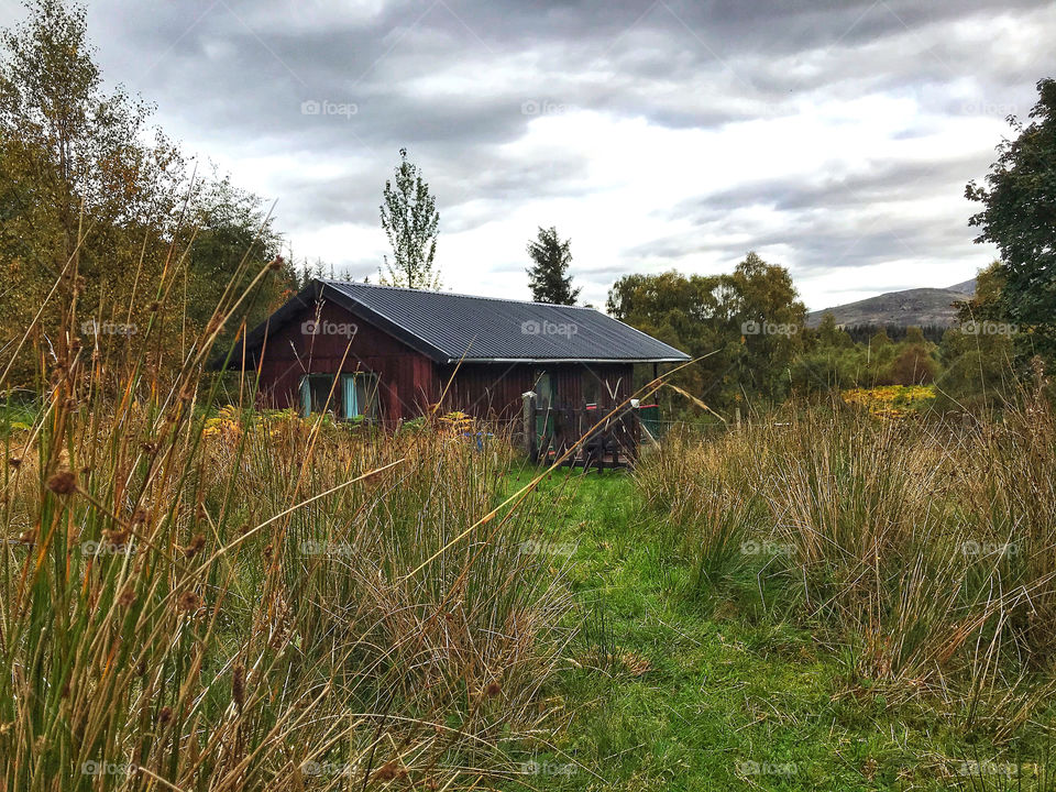 The cabin I stayed in up in the Scottish Highlands