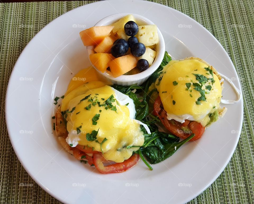 eggs Benedict with spinach