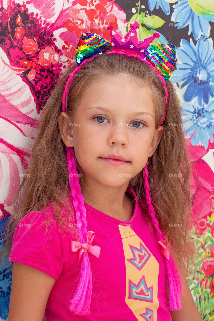 Portrait of beautiful child in barbie style