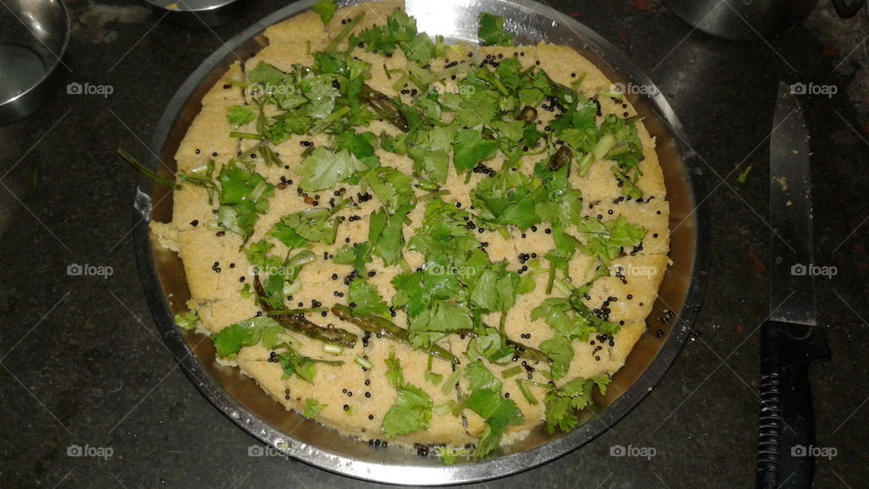 this is dhokla dish this is a indian recipe this dhokla is homemade first time it very tasty