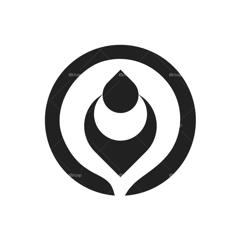 This logo is an abstract design consisting of a dripping or leaf-like shape in the center, surrounded by two incomplete concentric circles, creating a sense of movement