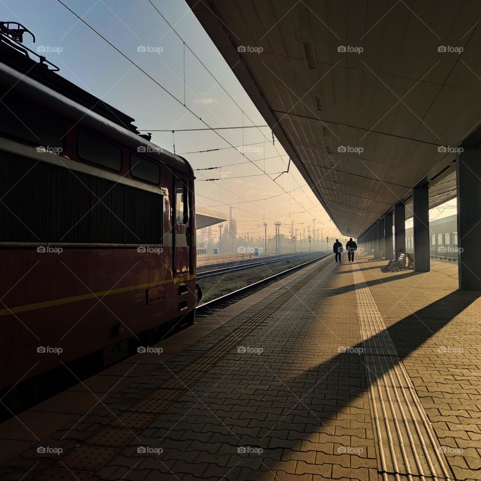 Foggy morning on the train station