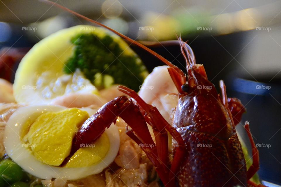 Crayfish and Eggs. From catering Food table 