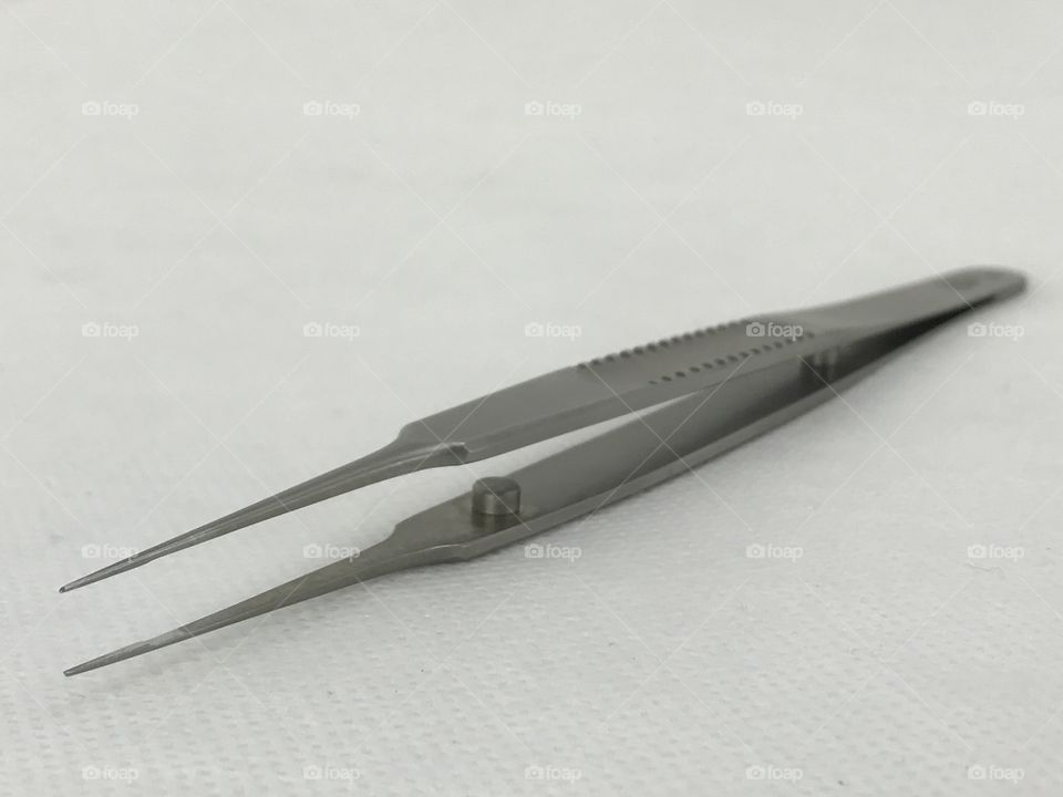 Flat Handle DeBakey Forceps.  Flat non-serrated, extra Fine Tip.  