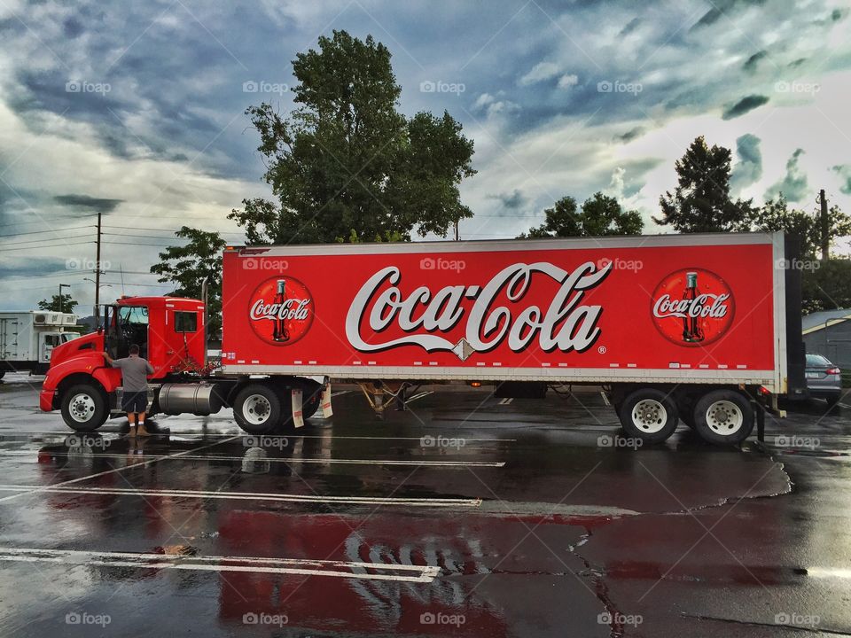 Coca cola truck. Coca cola truck in the parking at williams,AZ