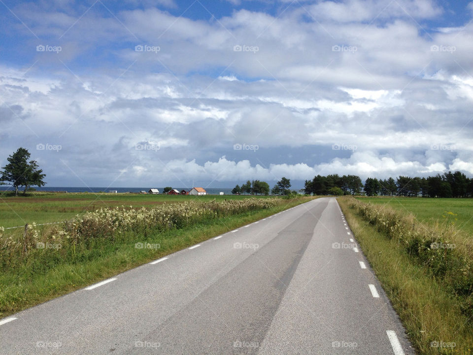 ocean sweden clouds road by kungfreppa